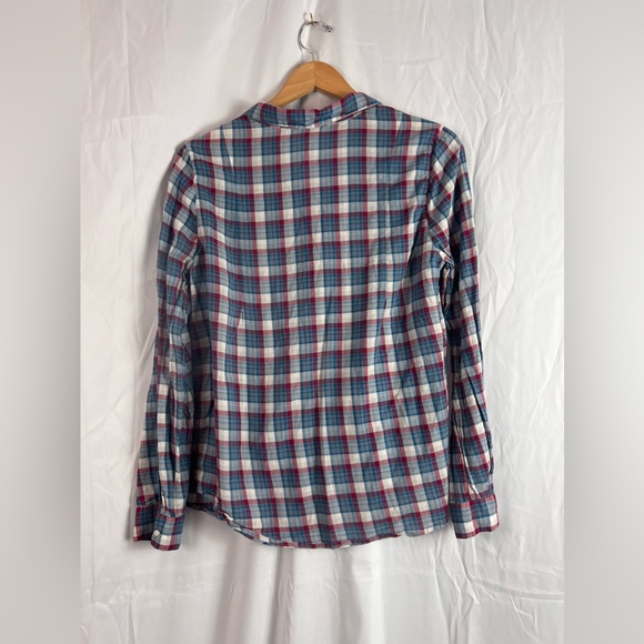 Joie Women's Cotton Red White & Blue Plaid Button Down Top - Picture 4 of 5